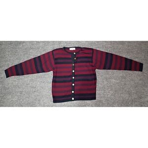 Lee David Women's Striped Cardigan With Gold Color Buttons Size Small